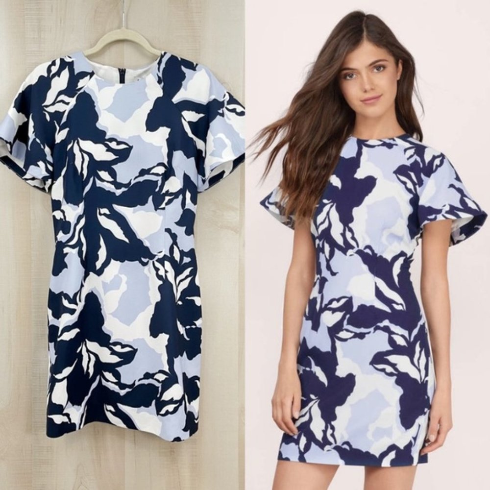 New Keepsake Floral Mini Dress Blue Camouflage